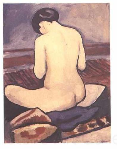 August Macke Seated female with a pillow Norge oil painting art